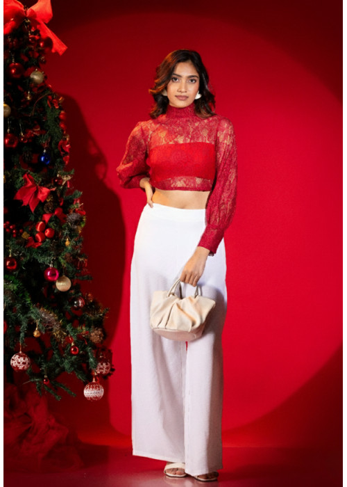 ROMINA BISHOP RED CROP TOP